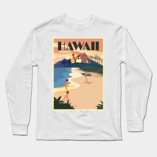 Hawaii - Vintage Travel Poster Long Sleeve T-Shirt